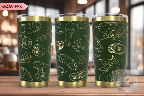 Floral Pickles Tumbler Wrap SVG, 20oz and 30oz Laser Engraving File, Rotary Ready Digital Design, Foodie SVG