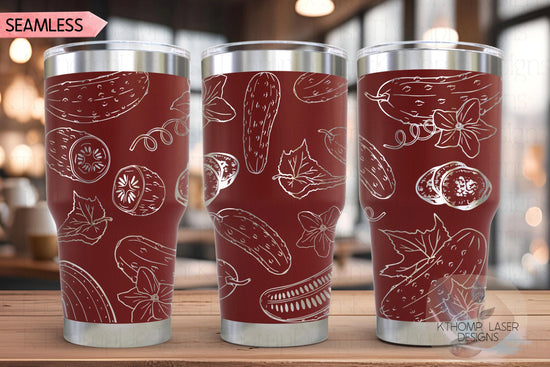 Floral Pickles Tumbler Wrap SVG, 20oz and 30oz Laser Engraving File, Rotary Ready Digital Design, Foodie SVG