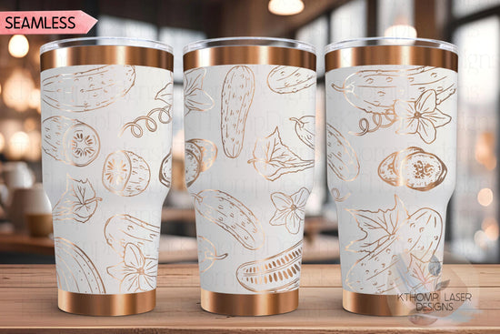 Floral Pickles Tumbler Wrap SVG, 20oz and 30oz Laser Engraving File, Rotary Ready Digital Design, Foodie SVG