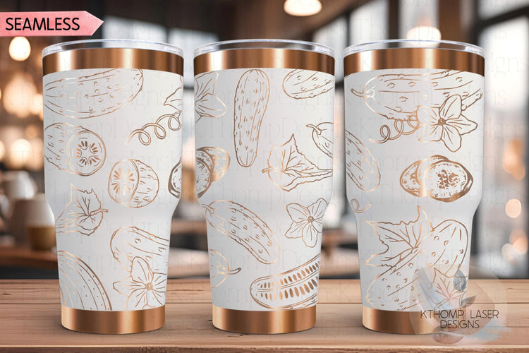 Floral Pickles Tumbler Wrap SVG, 20oz and 30oz Laser Engraving File, Rotary Ready Digital Design, Foodie SVG