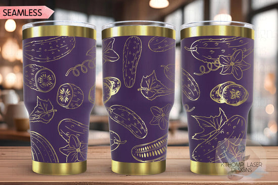 Floral Pickles Tumbler Wrap SVG, 20oz and 30oz Laser Engraving File, Rotary Ready Digital Design, Foodie SVG