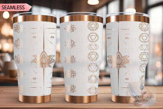 Yoga Chakras Tumbler Wrap SVG, 20oz and 30oz Laser Engraving File, Rotary Ready Digital Design, Balance and Harmony Boho SVG