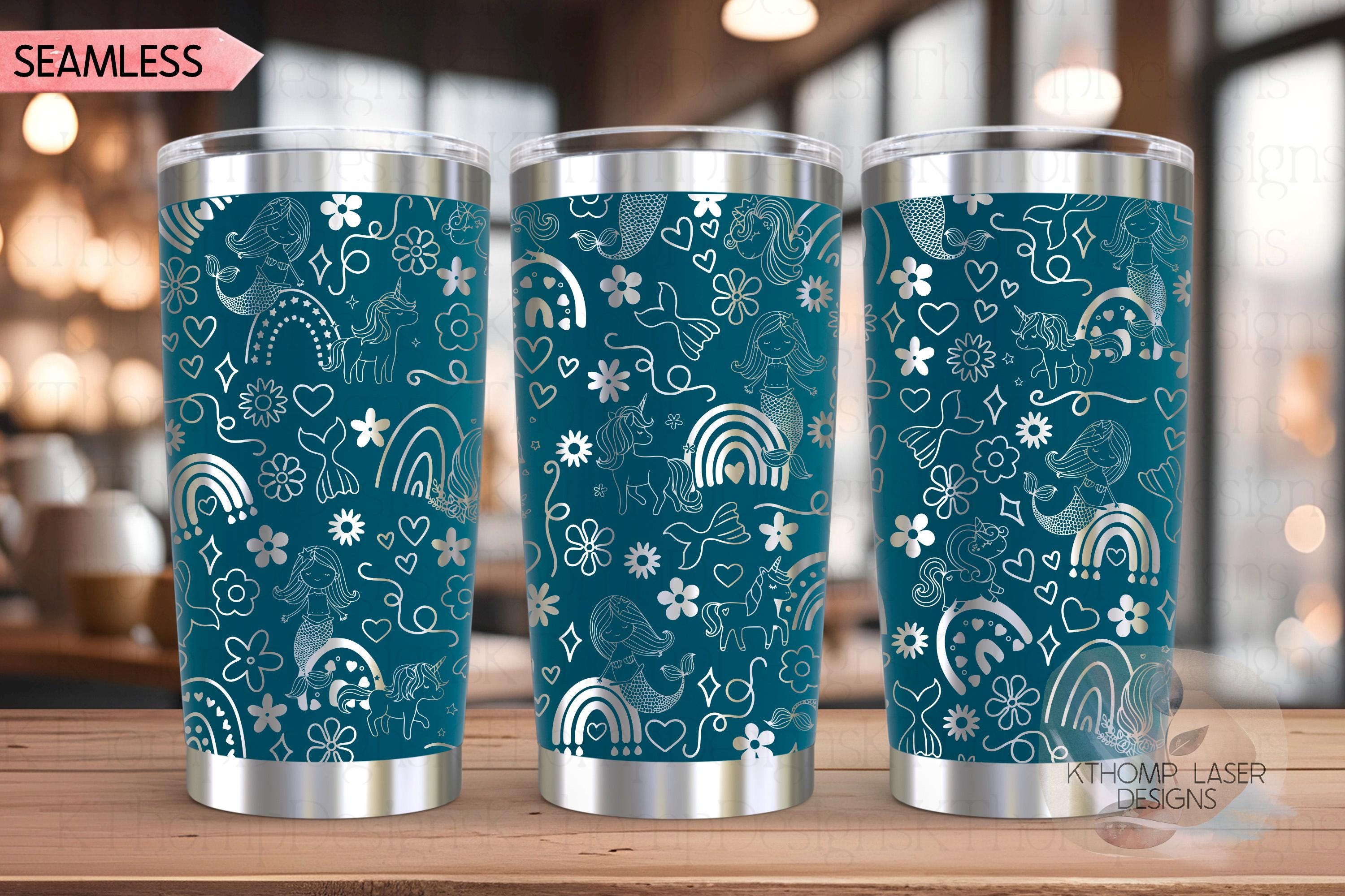 Mermaids Unicorns and Rainbows Tumbler Wrap SVG, 20oz and 30oz Laser Engraving File, Rotary Ready Digital Design, Fantasy Magic SVG