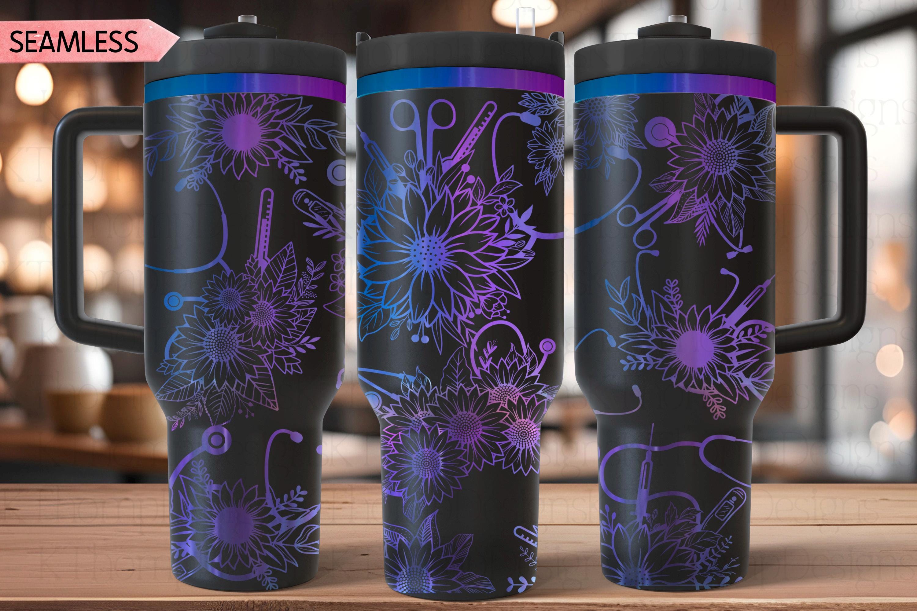 Sunflower Stethoscopes Tumbler Wrap SVG, 40oz Laser Engraving File, Rotary Ready Digital Design, Nurse Tumbler, Doctor Gift, Career Gift SVG