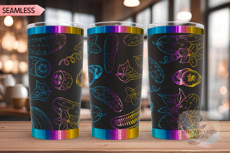 Floral Pickles Tumbler Wrap SVG, 20oz and 30oz Laser Engraving File, Rotary Ready Digital Design, Foodie SVG