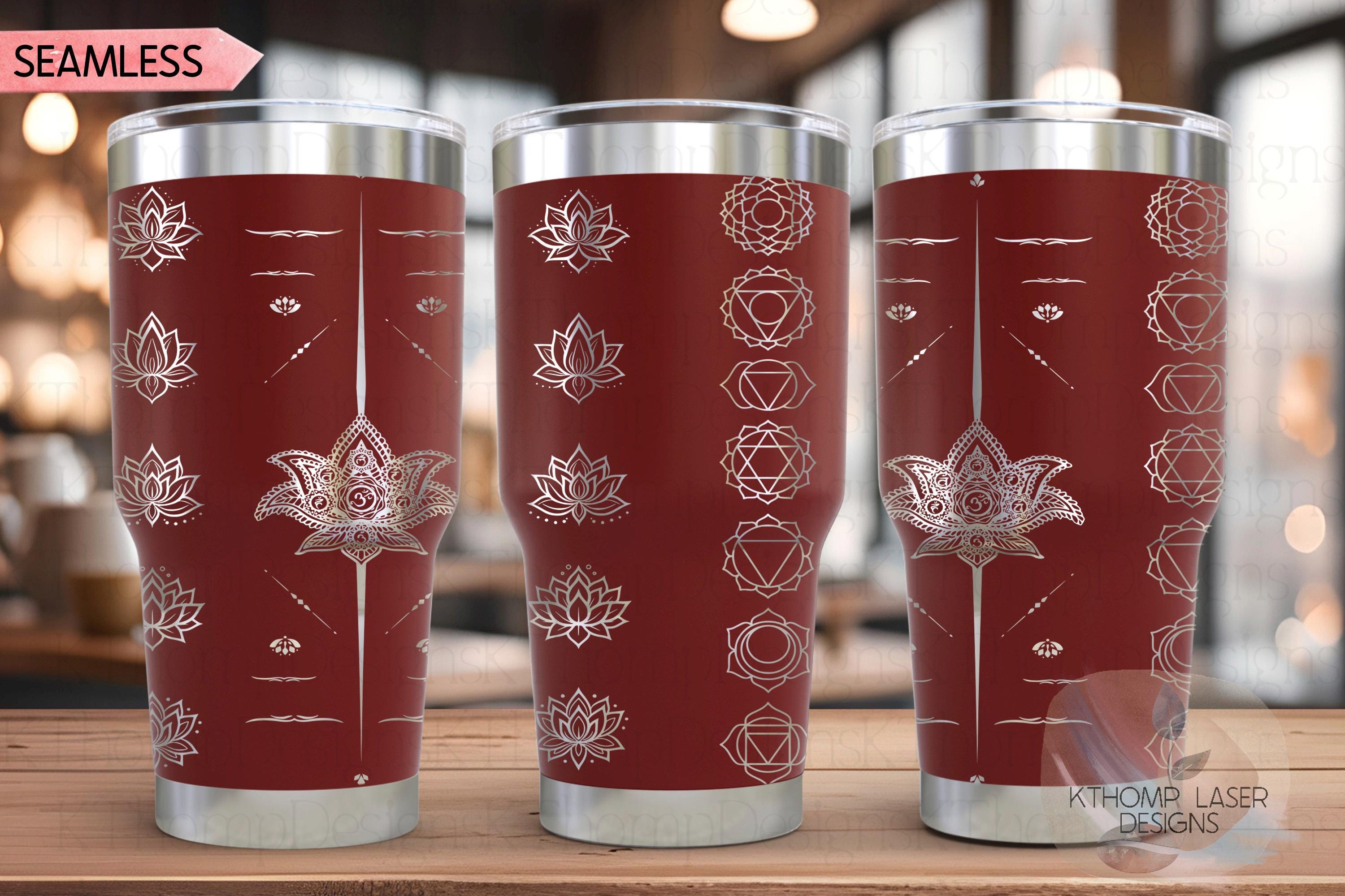 Yoga Chakras Tumbler Wrap SVG, 20oz and 30oz Laser Engraving File, Rotary Ready Digital Design, Balance and Harmony Boho SVG