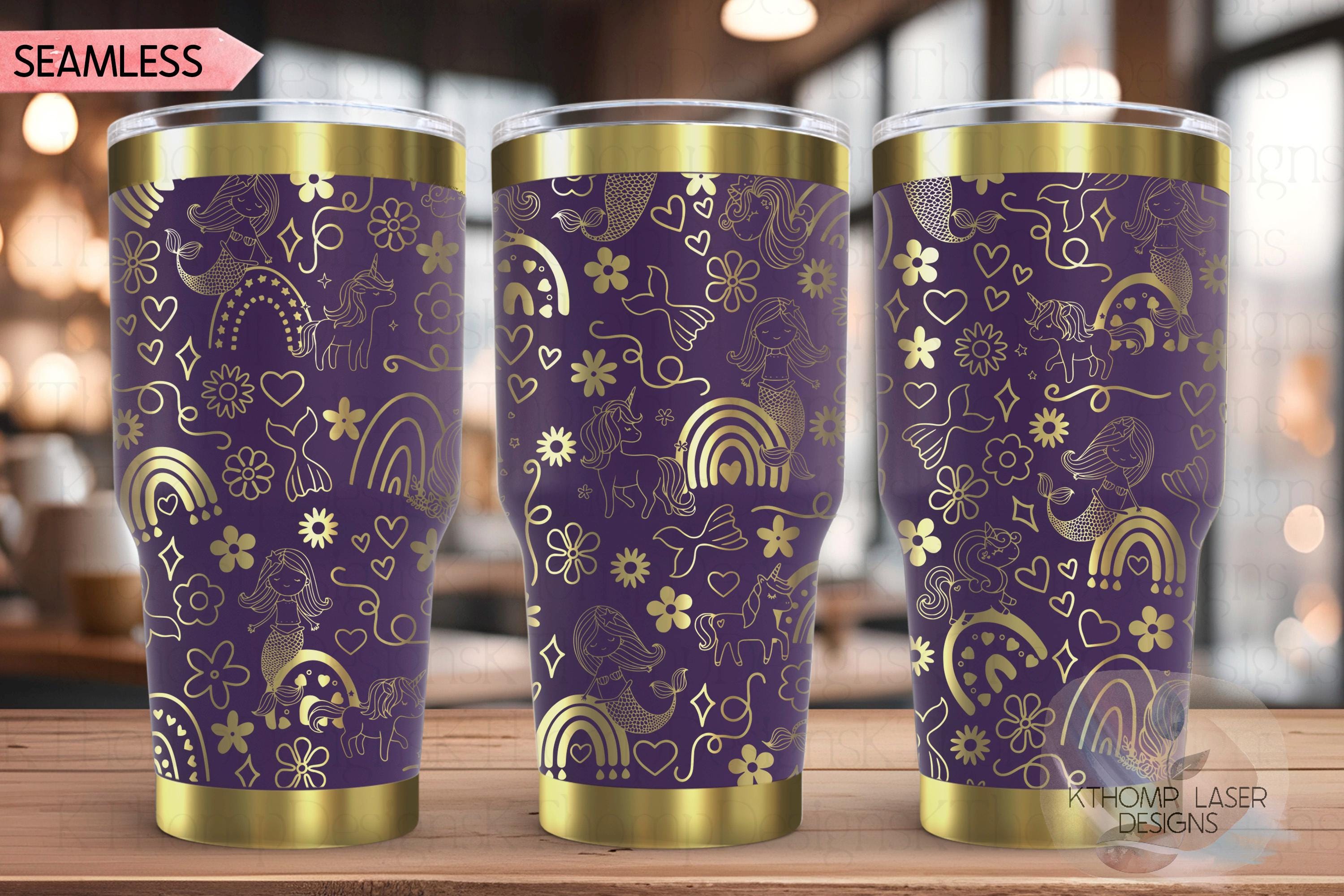 Mermaids Unicorns and Rainbows Tumbler Wrap SVG, 20oz and 30oz Laser Engraving File, Rotary Ready Digital Design, Fantasy Magic SVG