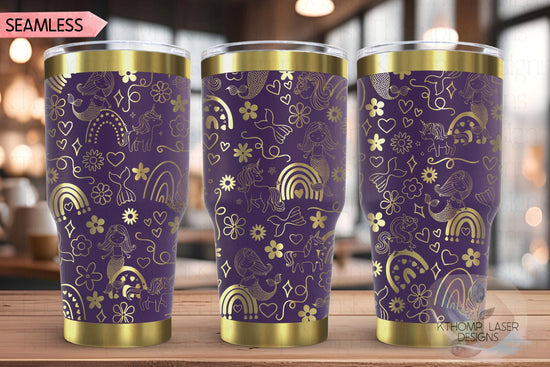 Mermaids Unicorns and Rainbows Tumbler Wrap SVG, 20oz and 30oz Laser Engraving File, Rotary Ready Digital Design, Fantasy Magic SVG