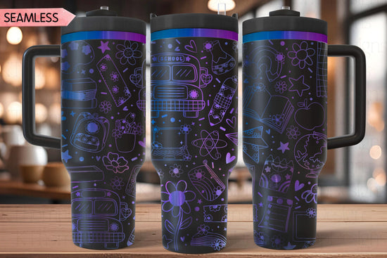 Groovy School Tumbler Wrap SVG, 40oz Laser Engraving File, Rotary Ready Digital Design, Teacher Gift, Teacher Appreciation, Career Gift SVG