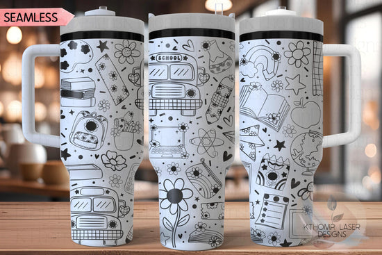 Groovy School Tumbler Wrap SVG, 40oz Laser Engraving File, Rotary Ready Digital Design, Teacher Gift, Teacher Appreciation, Career Gift SVG