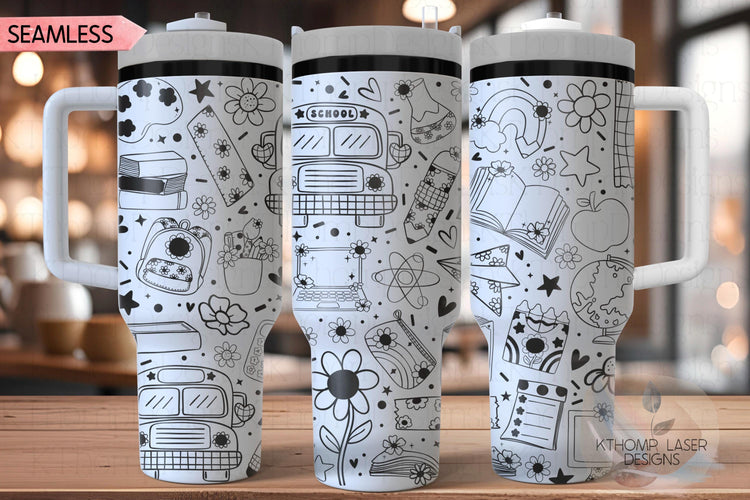 Groovy School Tumbler Wrap SVG, 40oz Laser Engraving File, Rotary Ready Digital Design, Teacher Gift, Teacher Appreciation, Career Gift SVG