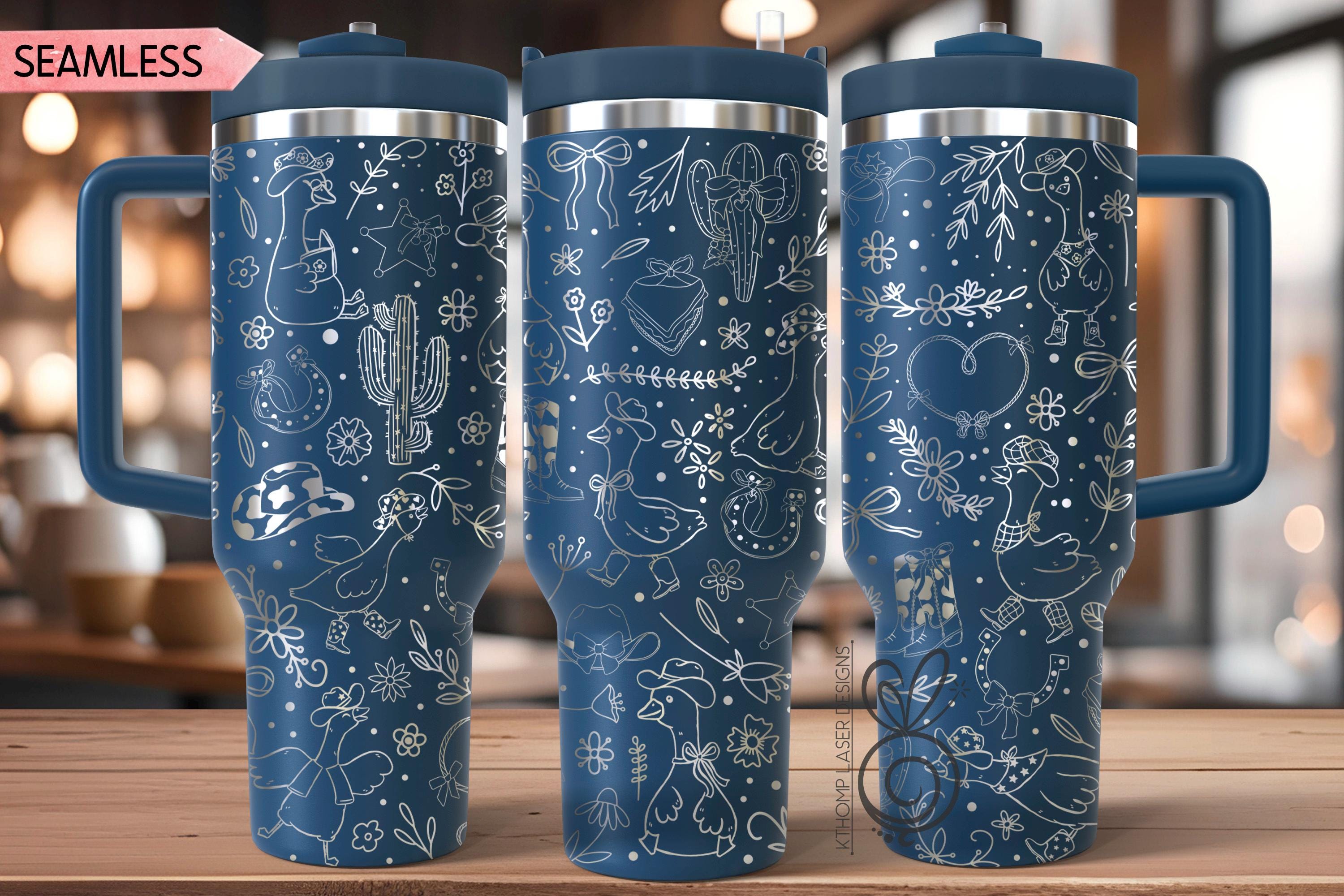 Country Goose Tumbler Wrap SVG for 40oz Laser Engraving – Western Cowgirl Seamless Digital File Design