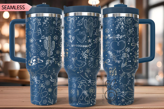 Country Goose Tumbler Wrap SVG for 40oz Laser Engraving – Western Cowgirl Seamless Digital File Design
