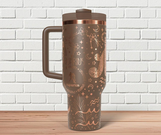 Aquarius Zodiac Tumbler Wrap SVG for 40oz Laser Engraving – Astrology Constellation Seamless Design