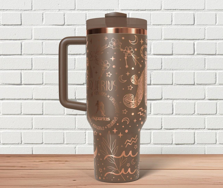 Aquarius Zodiac Tumbler Wrap SVG for 40oz Laser Engraving – Astrology Constellation Seamless Design