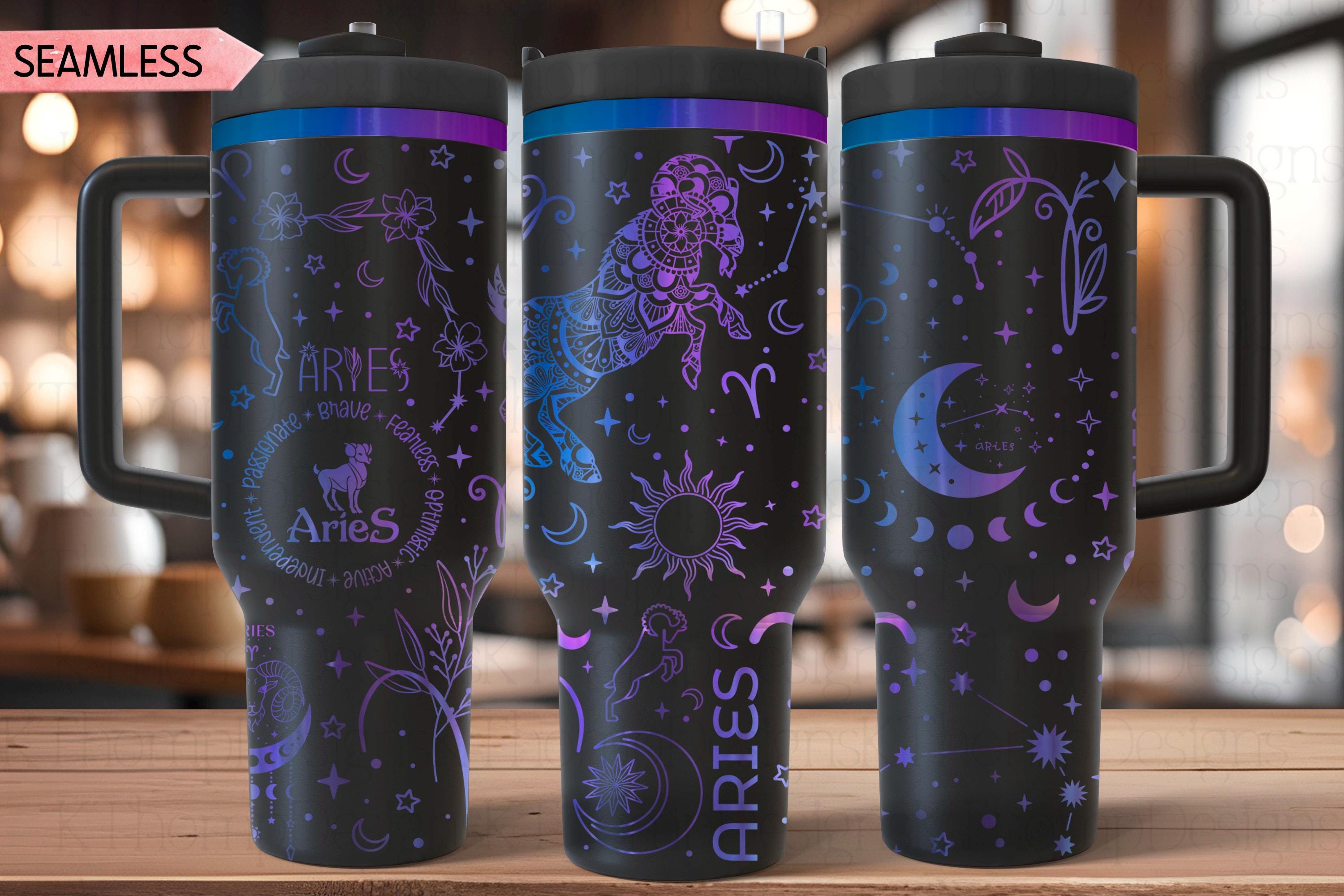 Aries Zodiac Tumbler Wrap SVG for 30oz and 40oz Handled Tumblers – Laser Engraving File