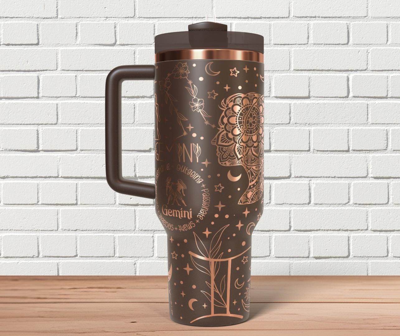 Gemini Zodiac Tumbler Wrap SVG for 30oz and 40oz Handled Tumblers – Astrology Laser Wrap