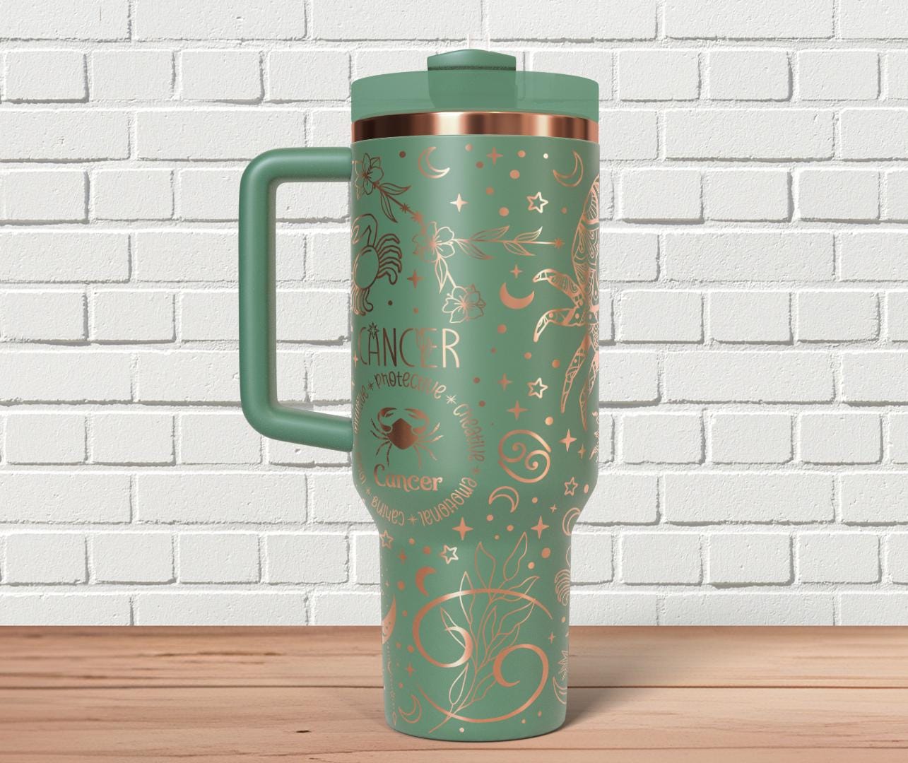 Cancer Zodiac Tumbler Wrap SVG for 30oz and 40oz Handled Tumblers – Rotary Laser File