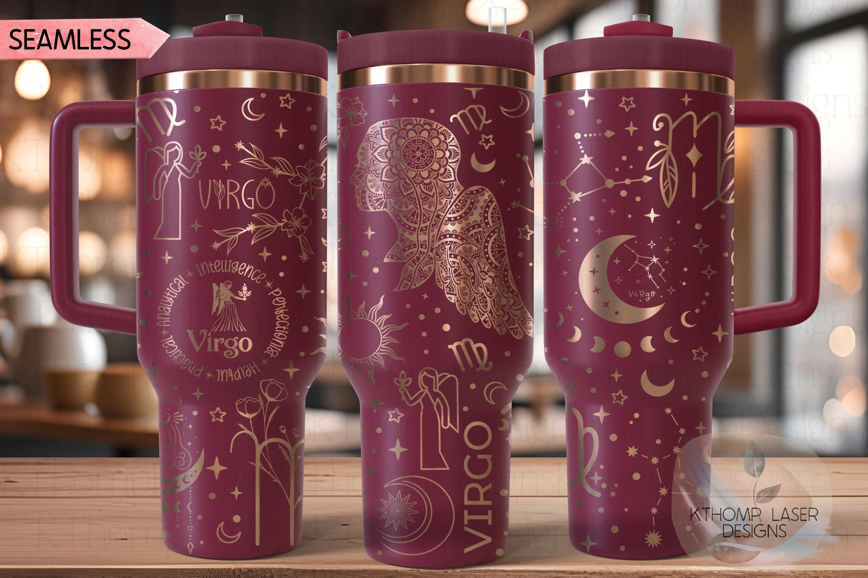 Virgo Zodiac Tumbler Wrap SVG for 30oz and 40oz Handled Tumblers – Constellation Laser Design