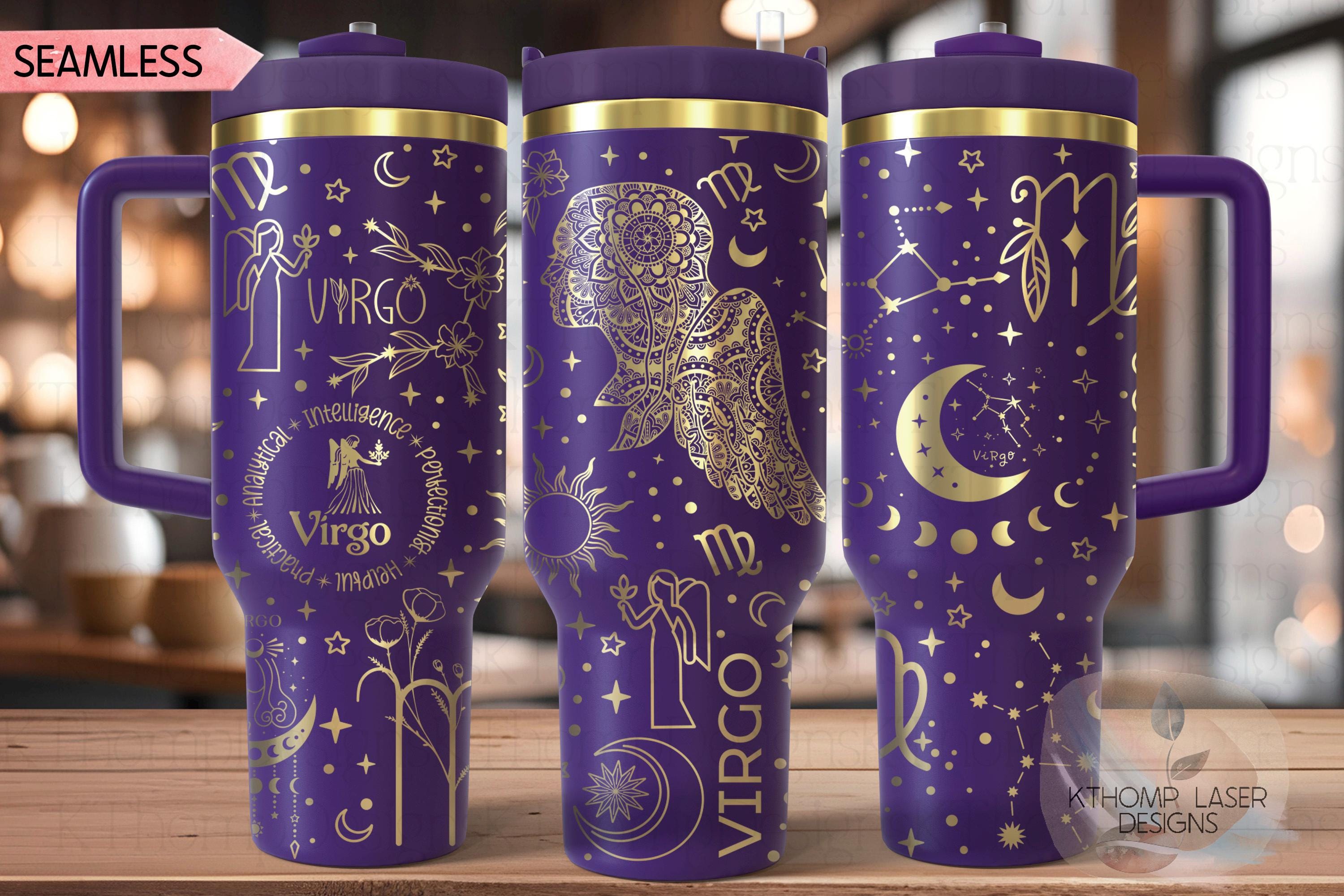 Virgo Zodiac Tumbler Wrap SVG for 30oz and 40oz Handled Tumblers – Constellation Laser Design