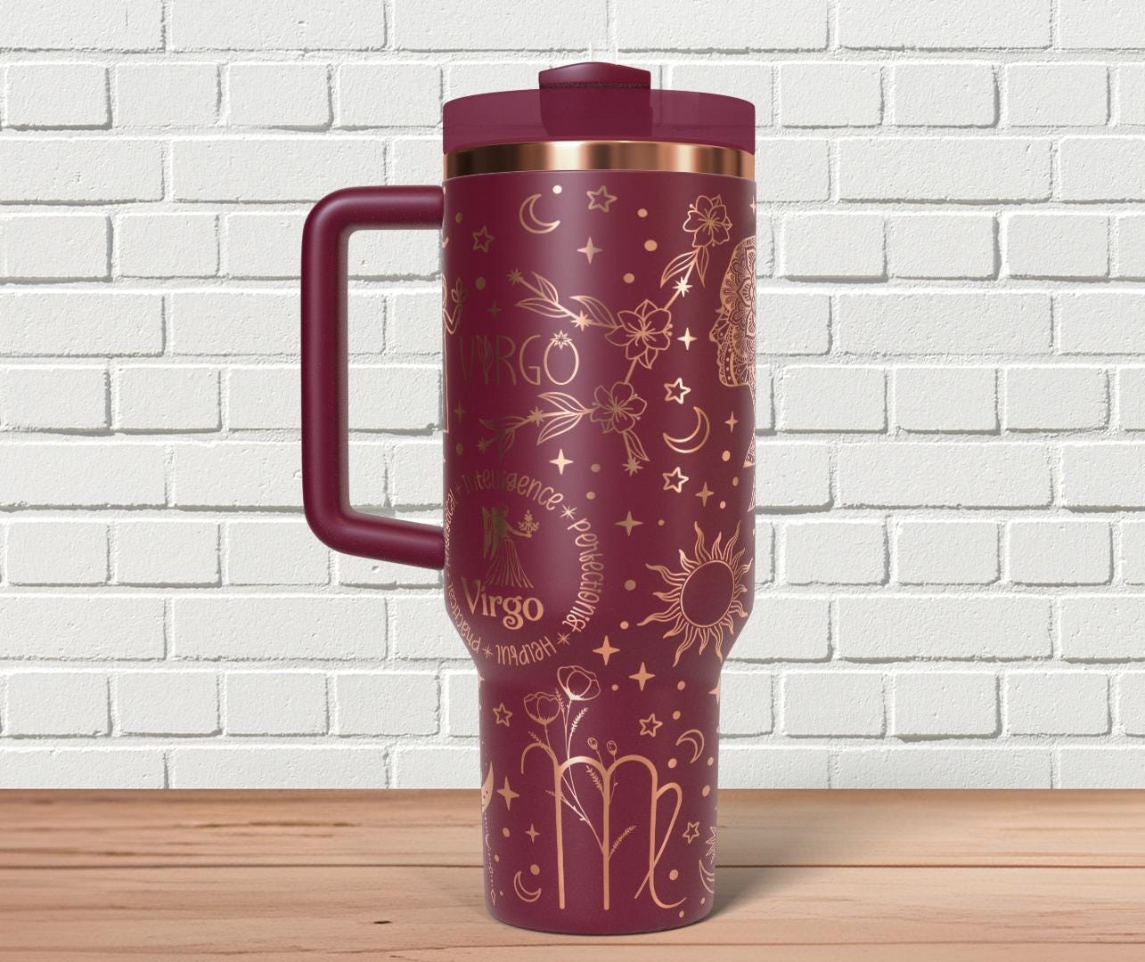 Virgo Zodiac Tumbler Wrap SVG for 30oz and 40oz Handled Tumblers – Constellation Laser Design