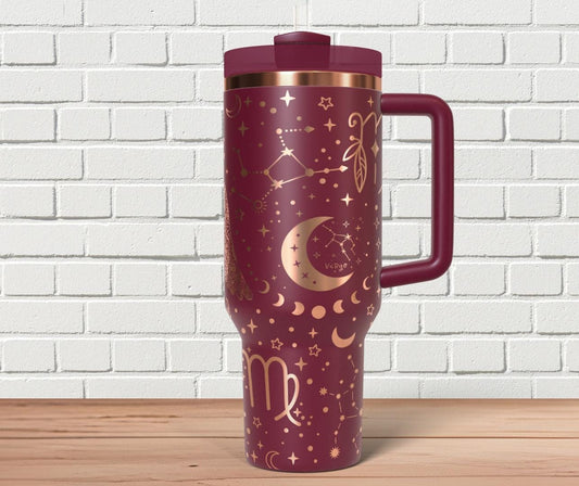 Virgo Zodiac Tumbler Wrap SVG for 30oz and 40oz Handled Tumblers – Constellation Laser Design