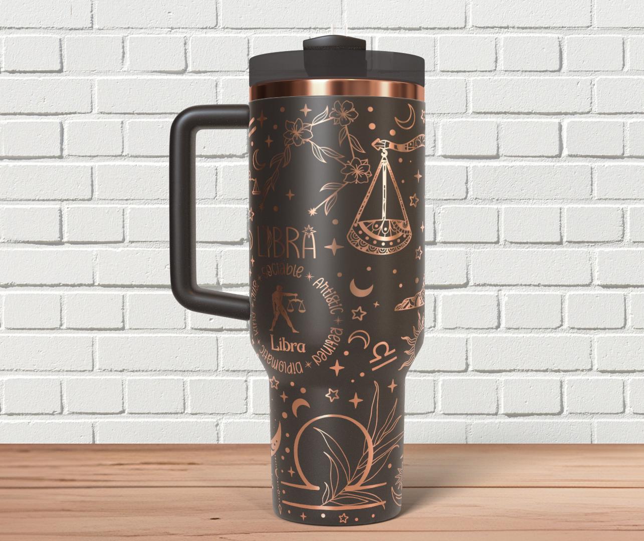 Libra Zodiac Tumbler Wrap SVG for 30oz and 40oz Handled Tumblers – Rotary Laser Engraving File