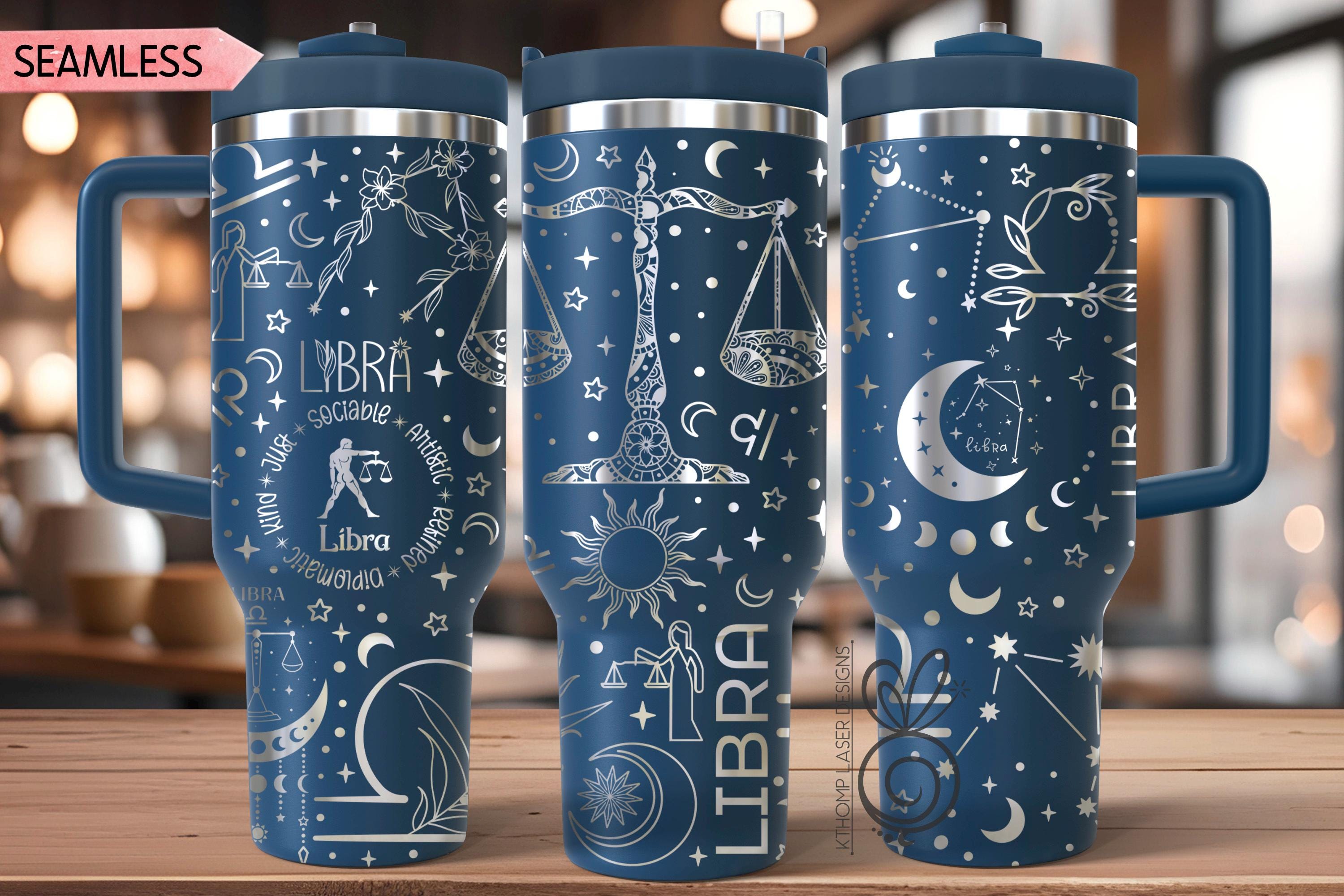 Libra Zodiac Tumbler Wrap SVG for 30oz and 40oz Handled Tumblers – Rotary Laser Engraving File