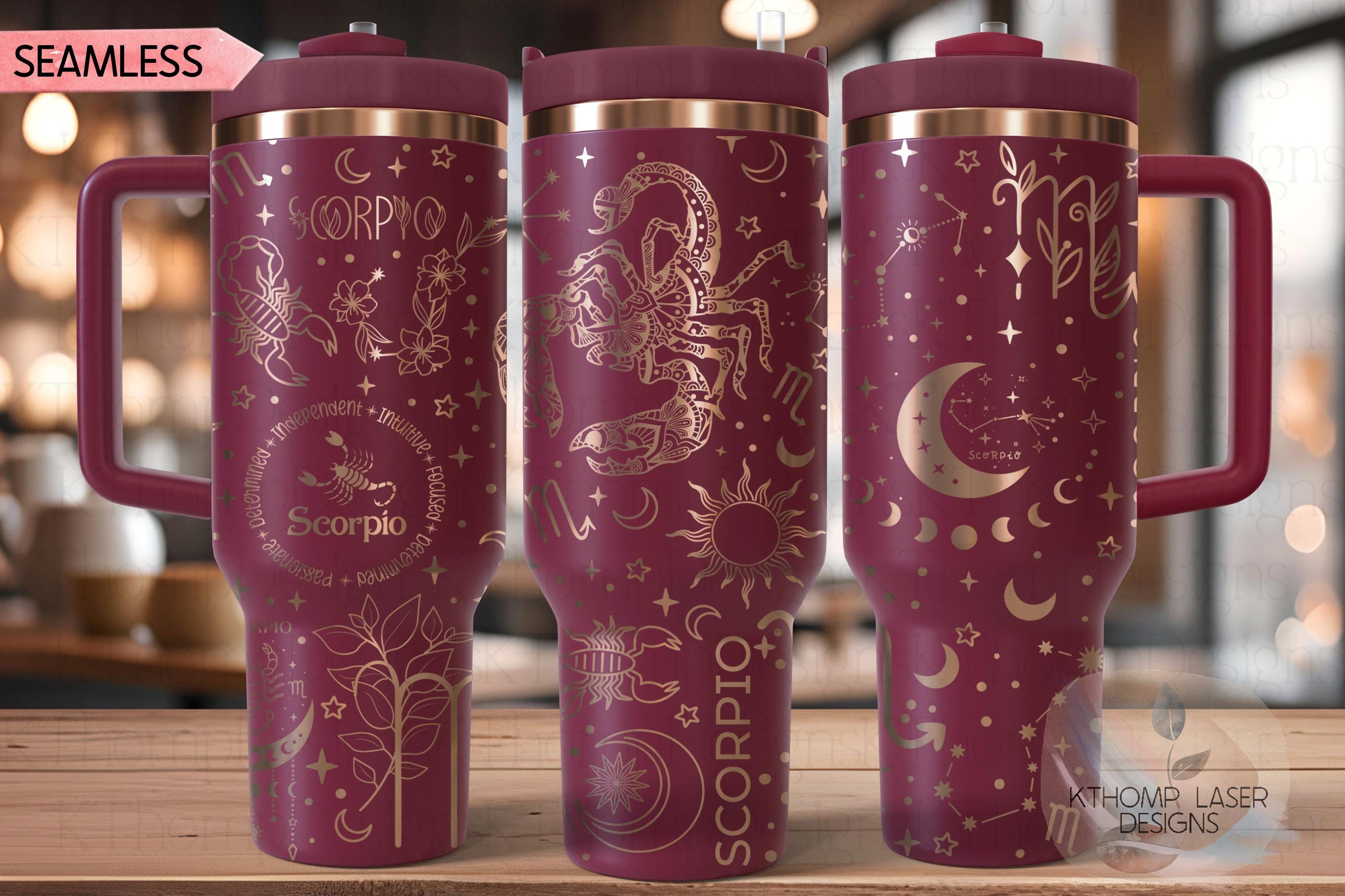 Scorpio Zodiac Tumbler Wrap SVG for 30oz and 40oz Handled Tumblers – Astrology Laser Design File