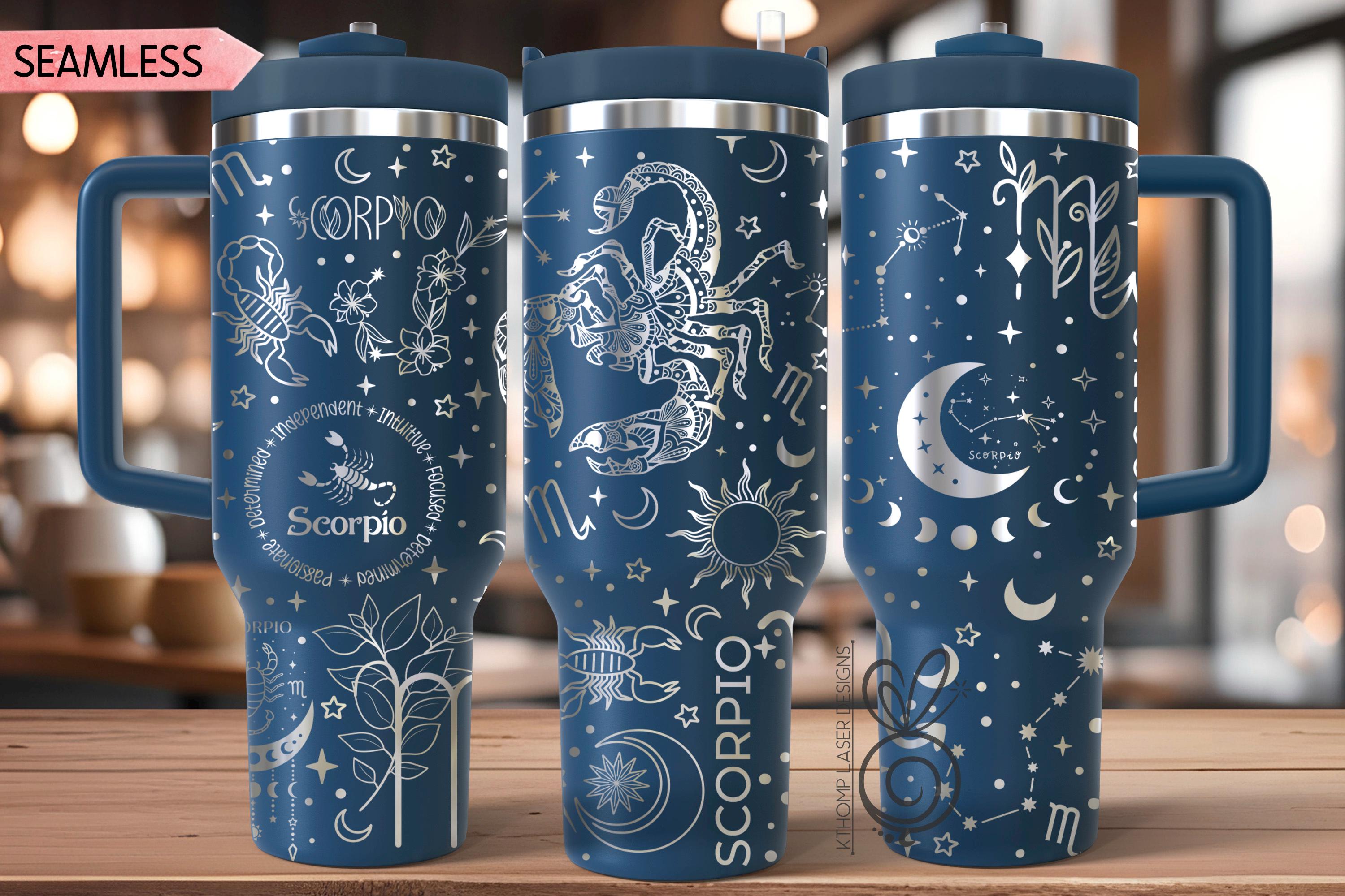 Scorpio Zodiac Tumbler Wrap SVG for 30oz and 40oz Handled Tumblers – Astrology Laser Design File