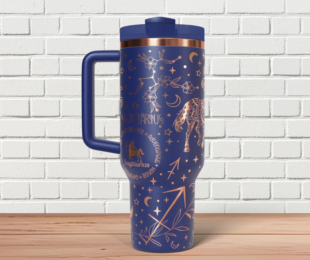 Sagittarius Zodiac Tumbler Wrap SVG for 30oz and 40oz Handled Tumblers – Star Sign Laser Wrap