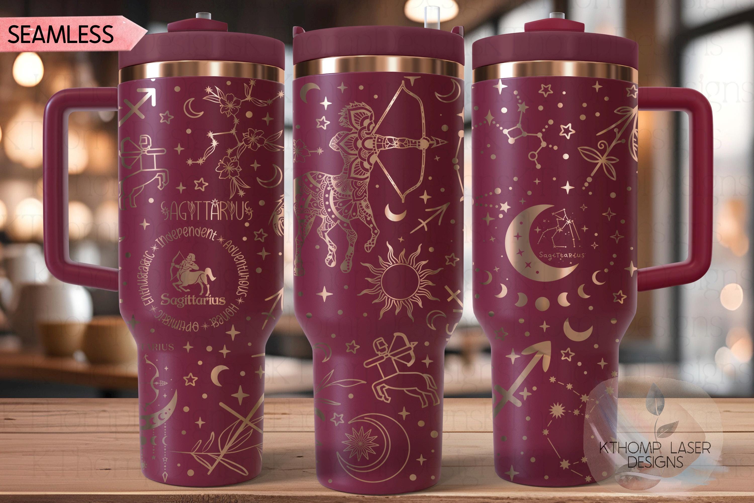 Sagittarius Zodiac Tumbler Wrap SVG for 30oz and 40oz Handled Tumblers – Star Sign Laser Wrap