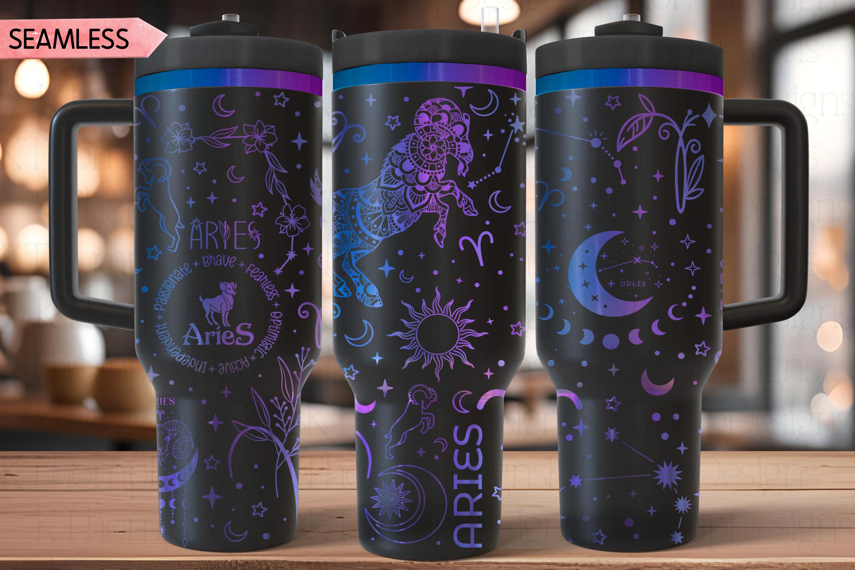12 Zodiac Tumbler Wrap SVG Bundle for 30oz and 40oz Handled Tumblers – Astrology Laser File Set