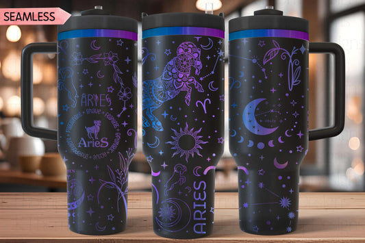 12 Zodiac Tumbler Wrap SVG Bundle for 30oz and 40oz Handled Tumblers – Astrology Laser File Set