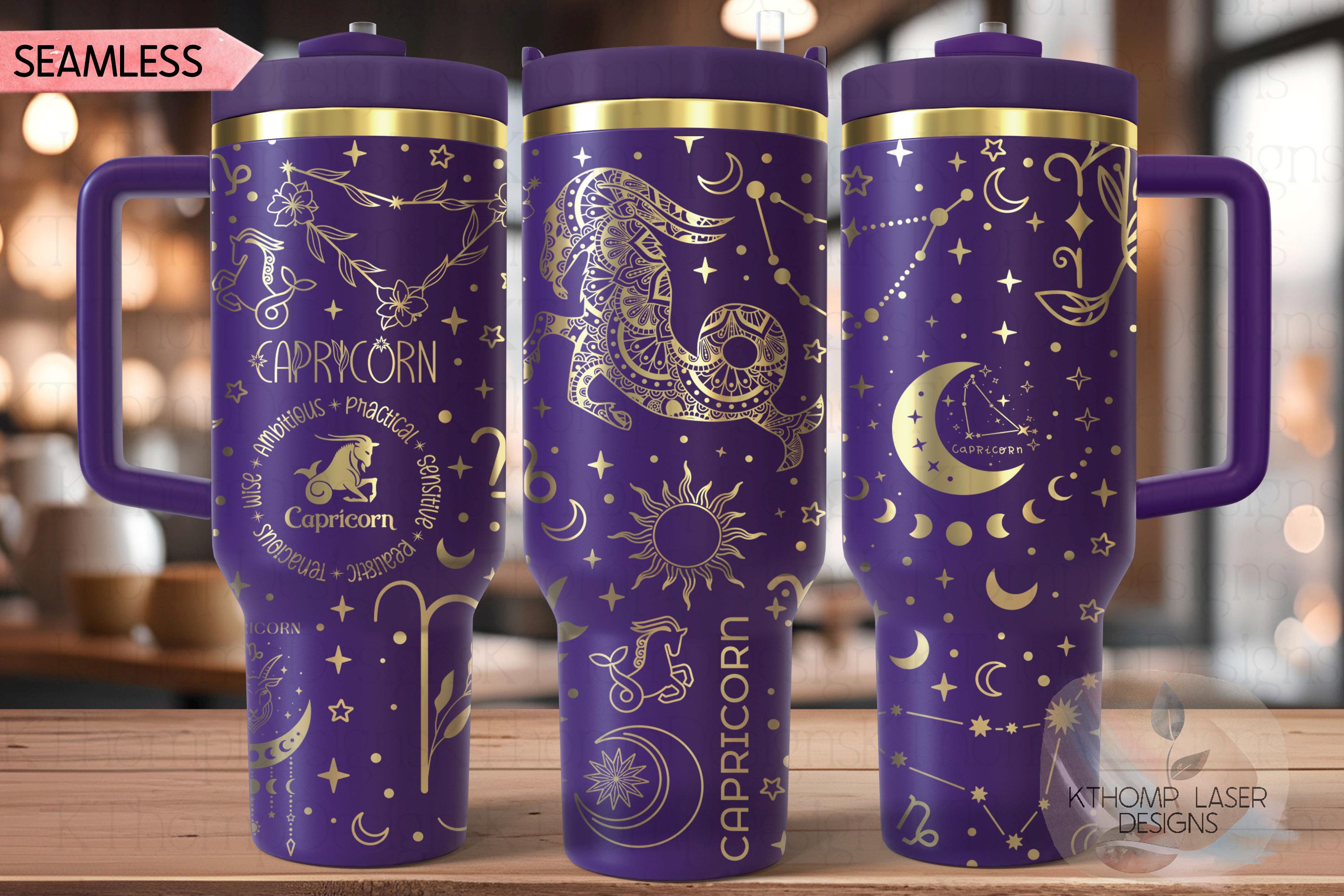 12 Zodiac Tumbler Wrap SVG Bundle for 30oz and 40oz Handled Tumblers – Astrology Laser File Set