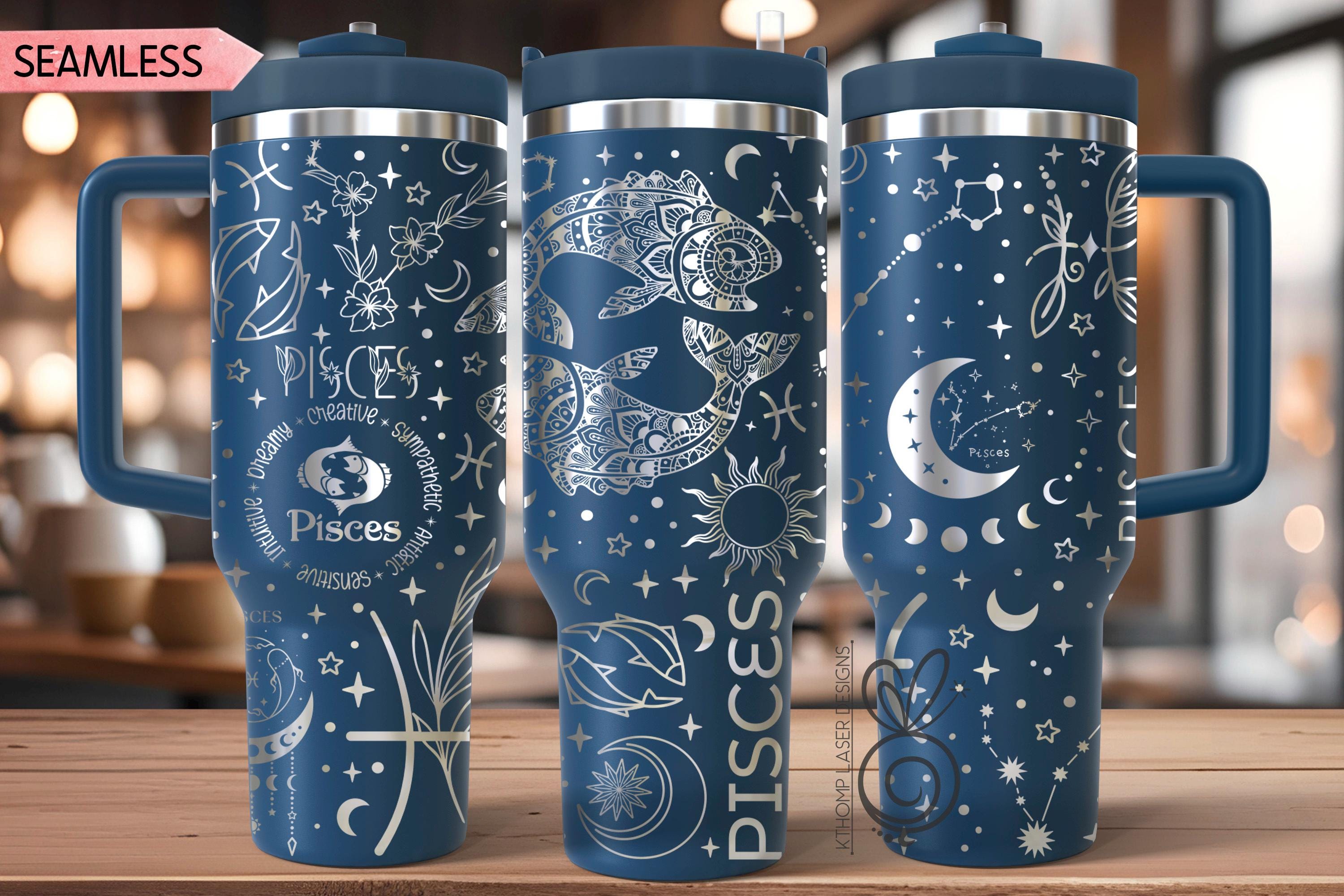 12 Zodiac Tumbler Wrap SVG Bundle for 30oz and 40oz Handled Tumblers – Astrology Laser File Set