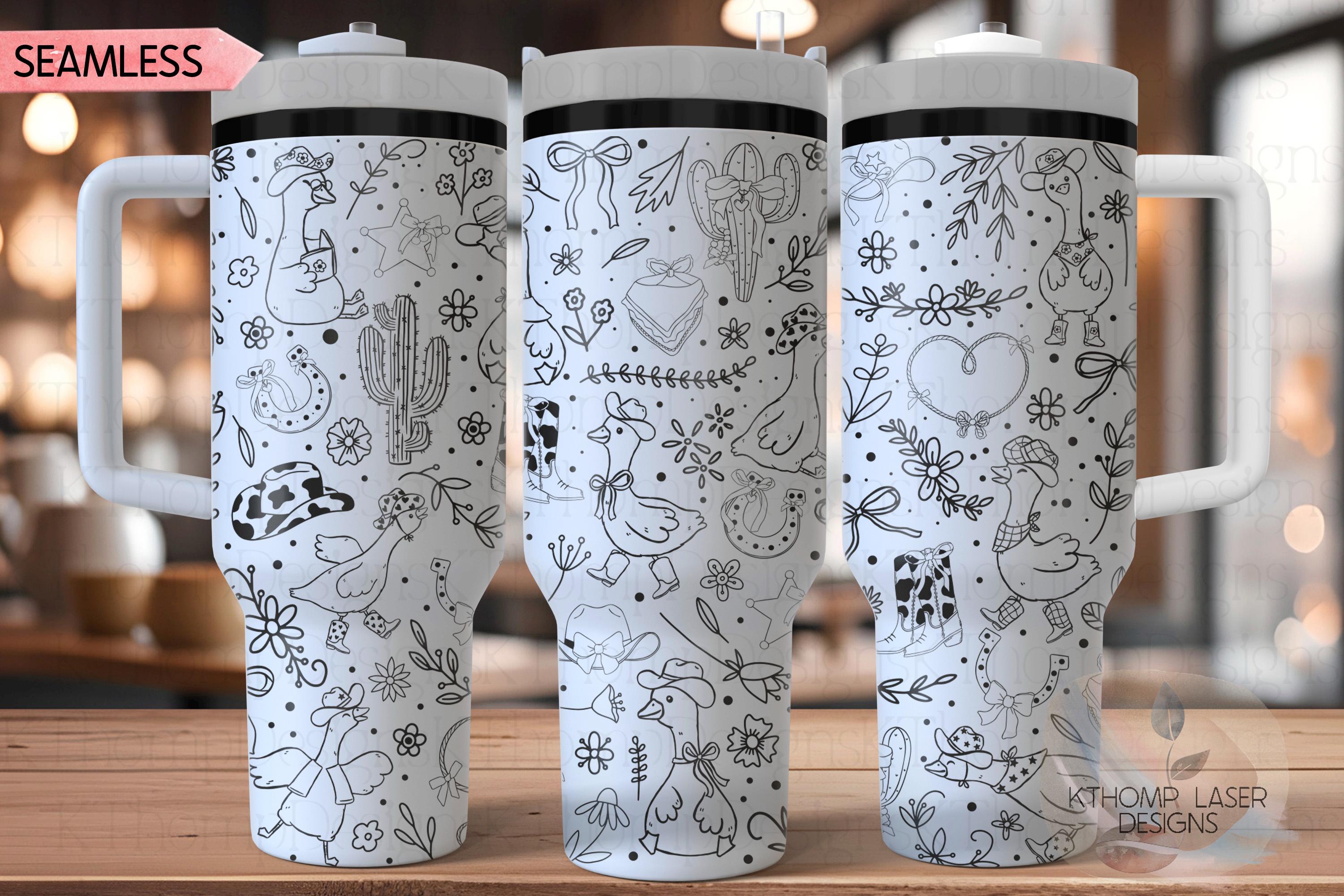 Country Goose Tumbler Wrap SVG for 40oz Laser Engraving – Western Cowgirl Seamless Digital File Design