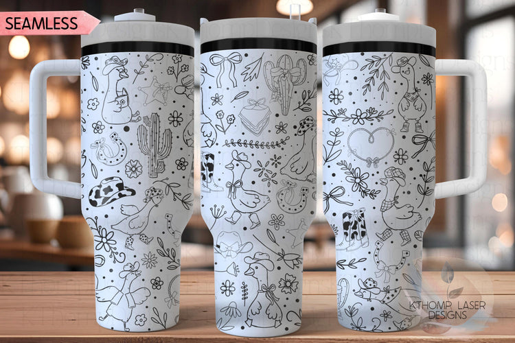 Country Goose Tumbler Wrap SVG for 40oz Laser Engraving – Western Cowgirl Seamless Digital File Design