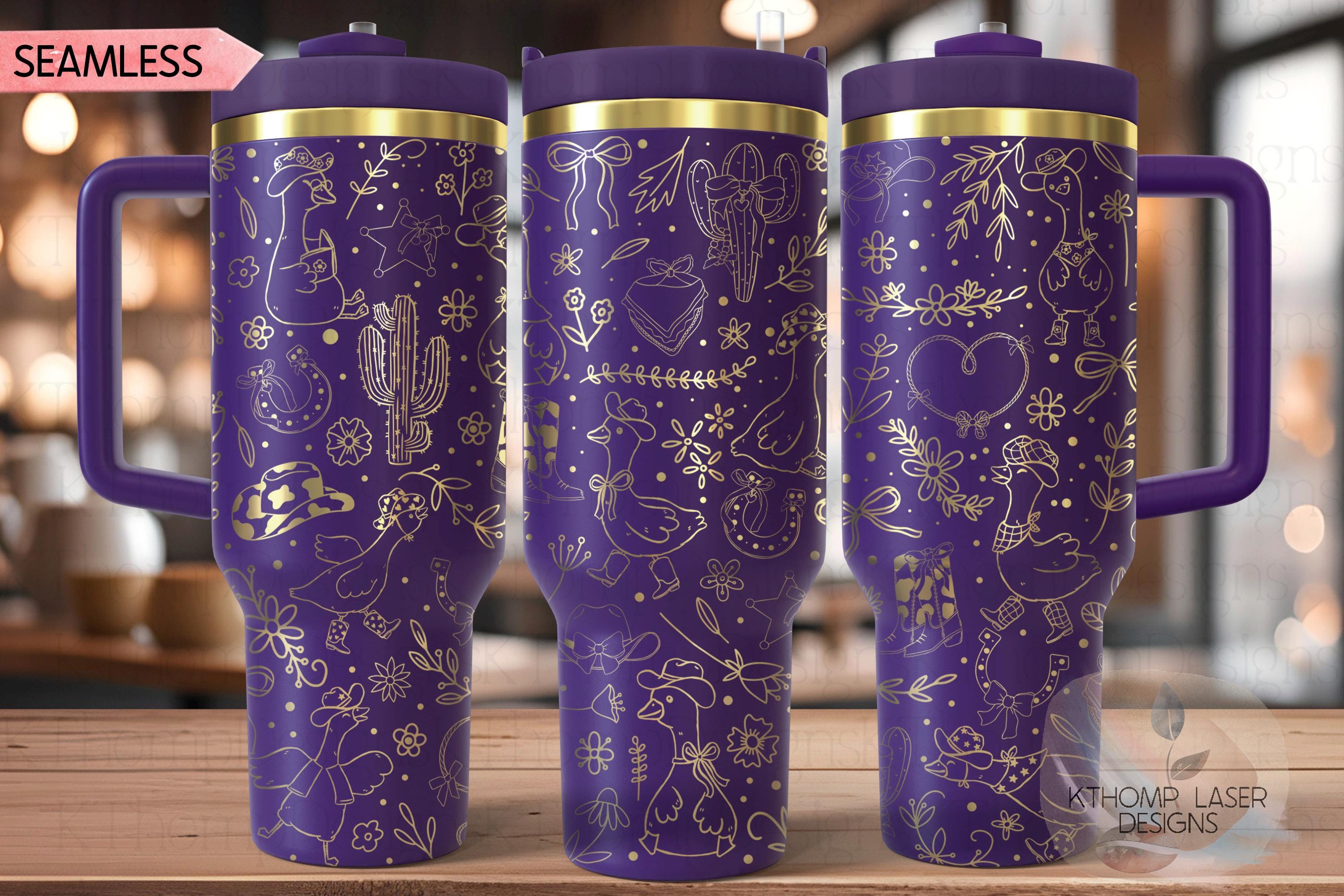 Country Goose Tumbler Wrap SVG for 40oz Laser Engraving – Western Cowgirl Seamless Digital File Design
