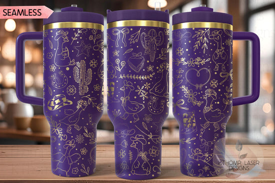 Country Goose Tumbler Wrap SVG for 40oz Laser Engraving – Western Cowgirl Seamless Digital File Design