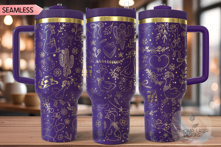 Country Goose Tumbler Wrap SVG for 40oz Laser Engraving – Western Cowgirl Seamless Digital File Design