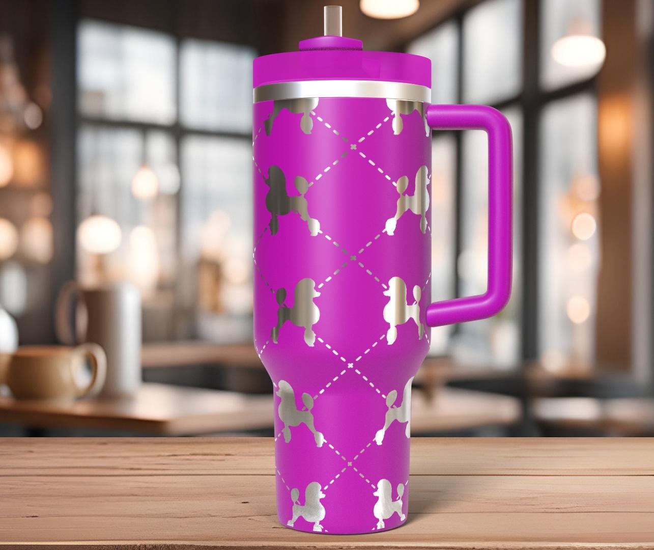Argyle Poodles Laser SVG Wrap for 30oz/40oz Handled Tumblers