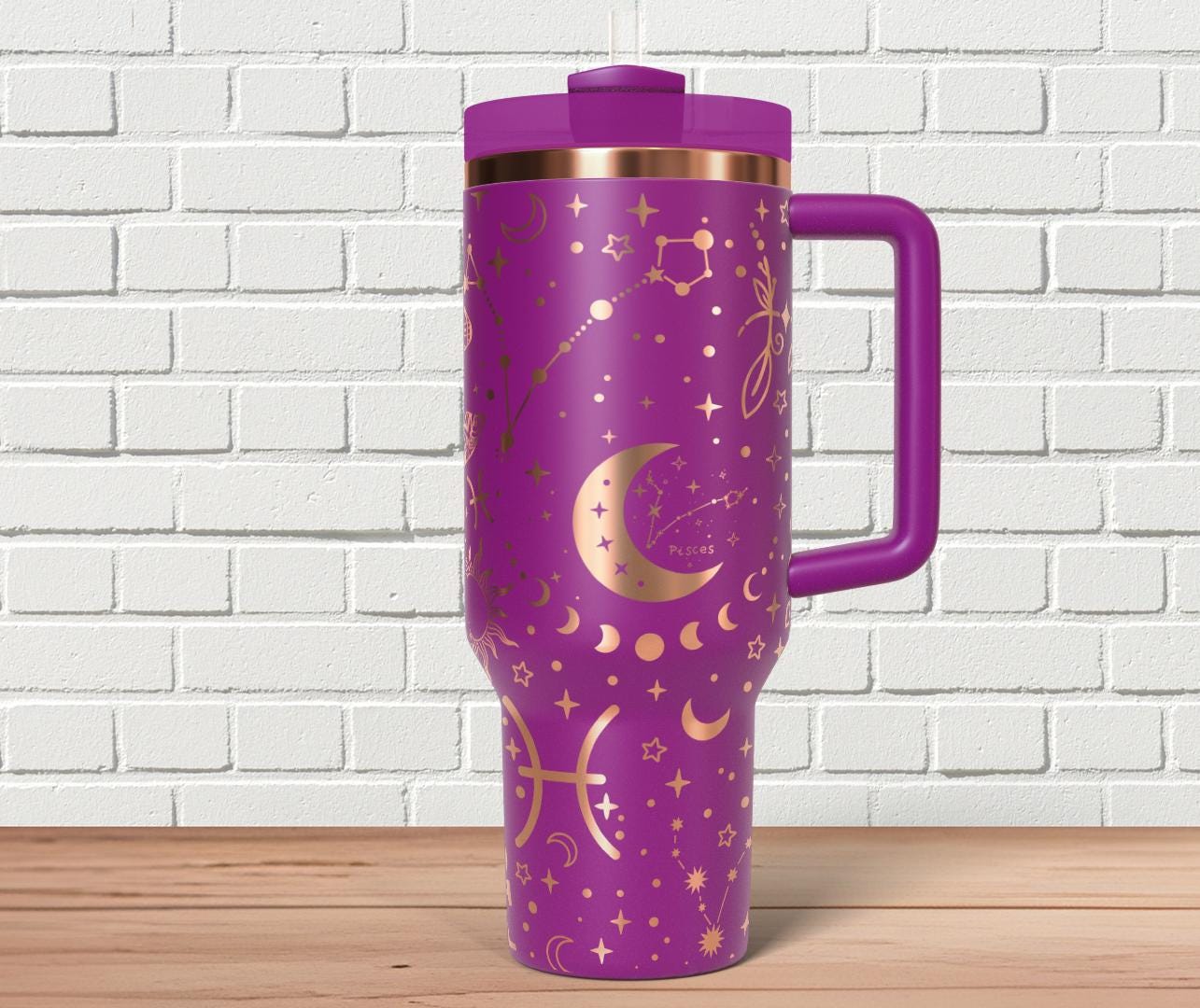 Pisces Zodiac Tumbler Wrap SVG for 30oz and 40oz Handled Tumblers – Astrology Laser File