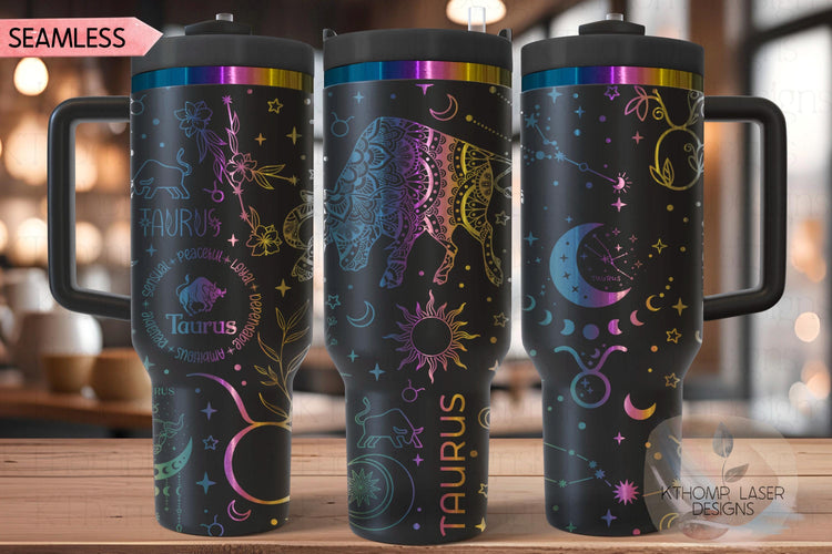 Taurus Zodiac Tumbler Wrap SVG for 30oz and 40oz Handled Tumblers – Laser Engraving File