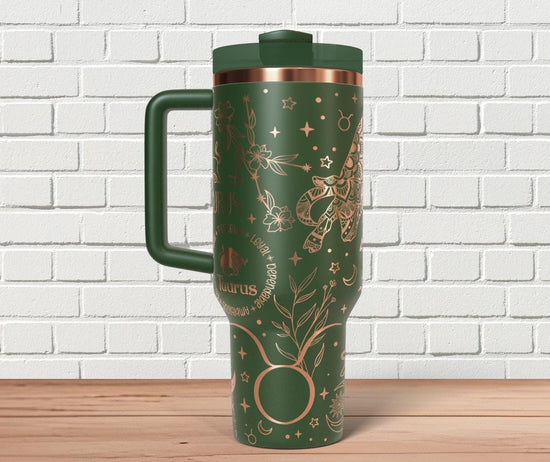 Taurus Zodiac Tumbler Wrap SVG for 30oz and 40oz Handled Tumblers – Laser Engraving File