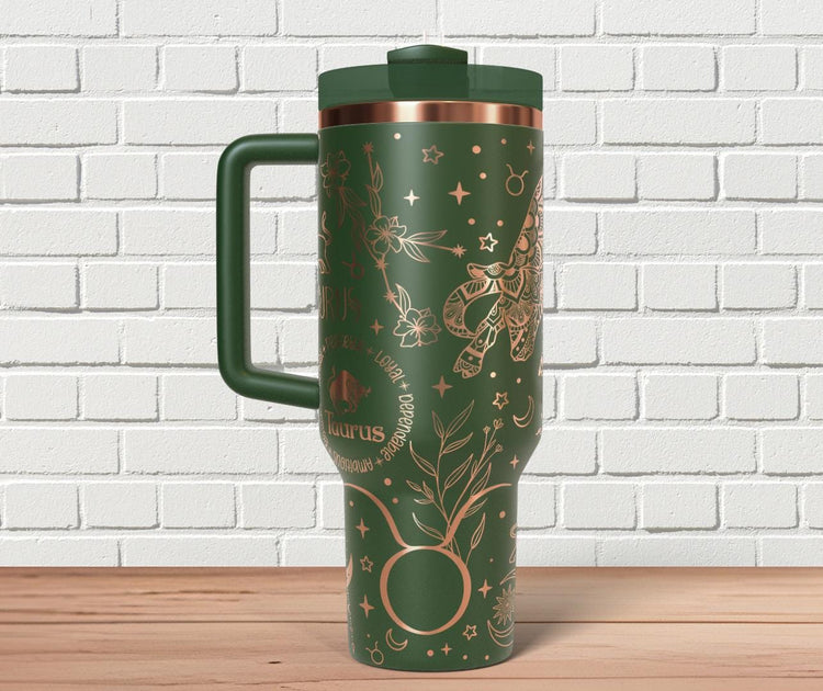 Taurus Zodiac Tumbler Wrap SVG for 30oz and 40oz Handled Tumblers – Laser Engraving File