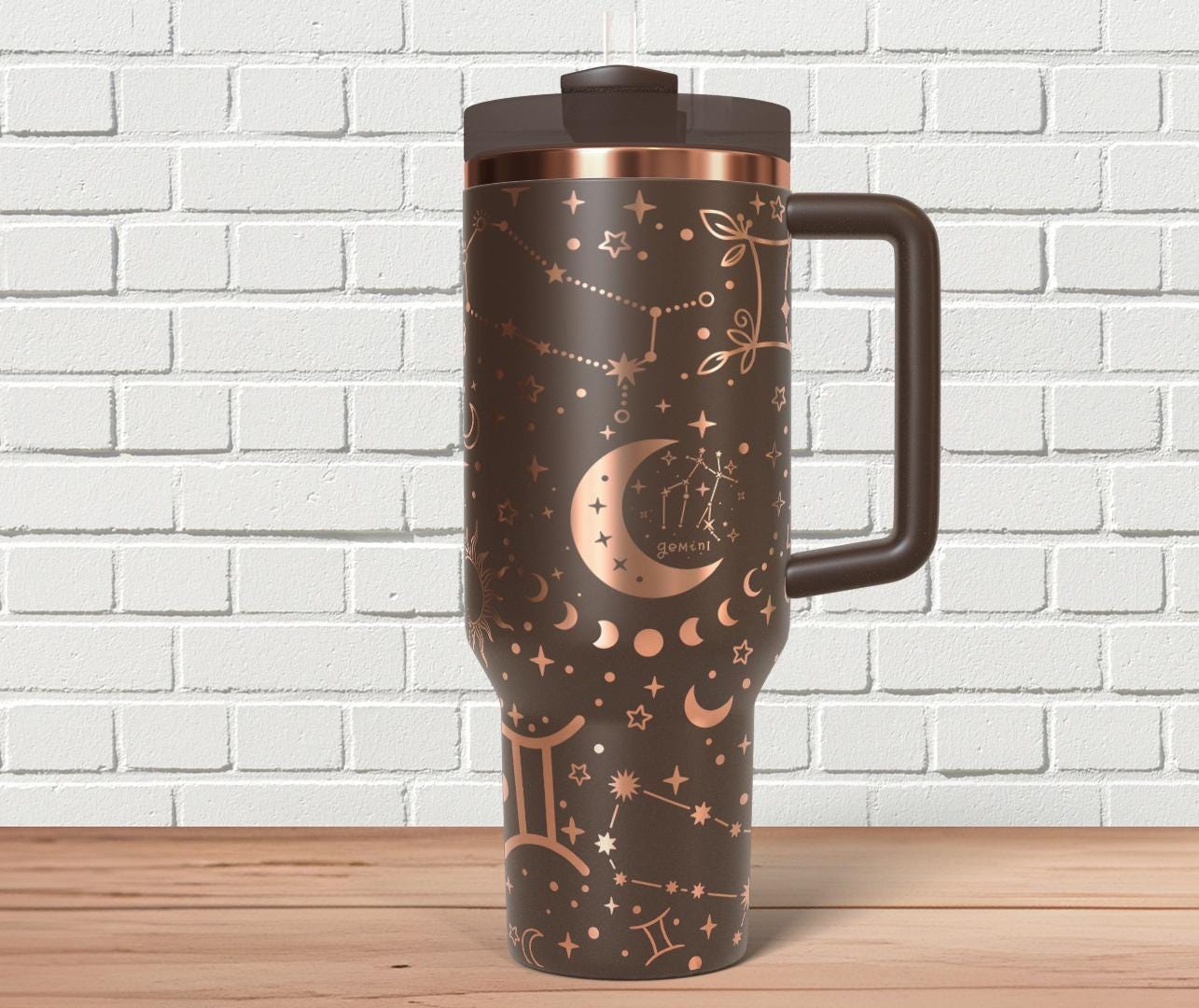 Gemini Zodiac Tumbler Wrap SVG for 30oz and 40oz Handled Tumblers – Astrology Laser Wrap