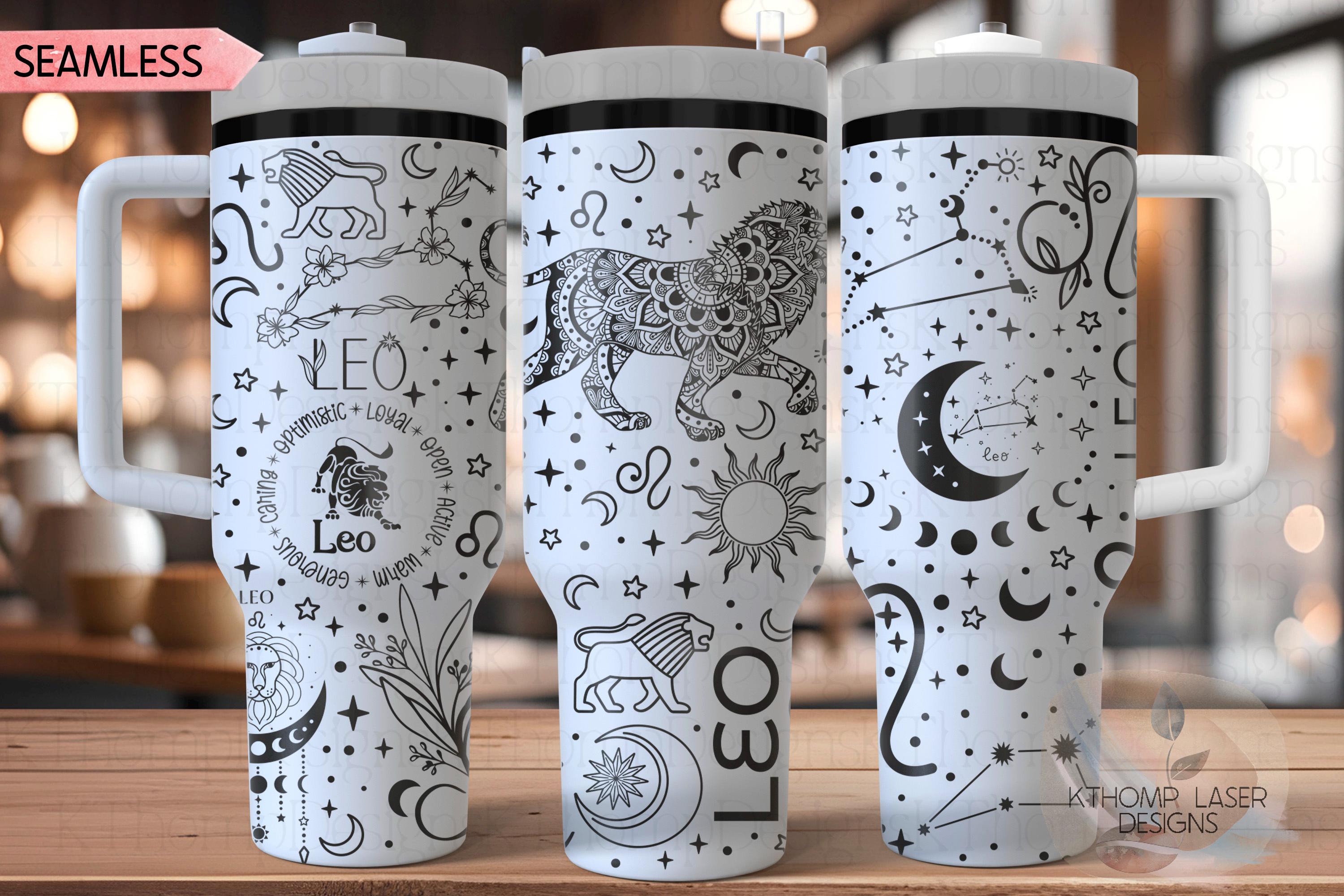 Leo Zodiac Tumbler Wrap SVG for 30oz and 40oz Handled Tumblers – Laser Engraving File