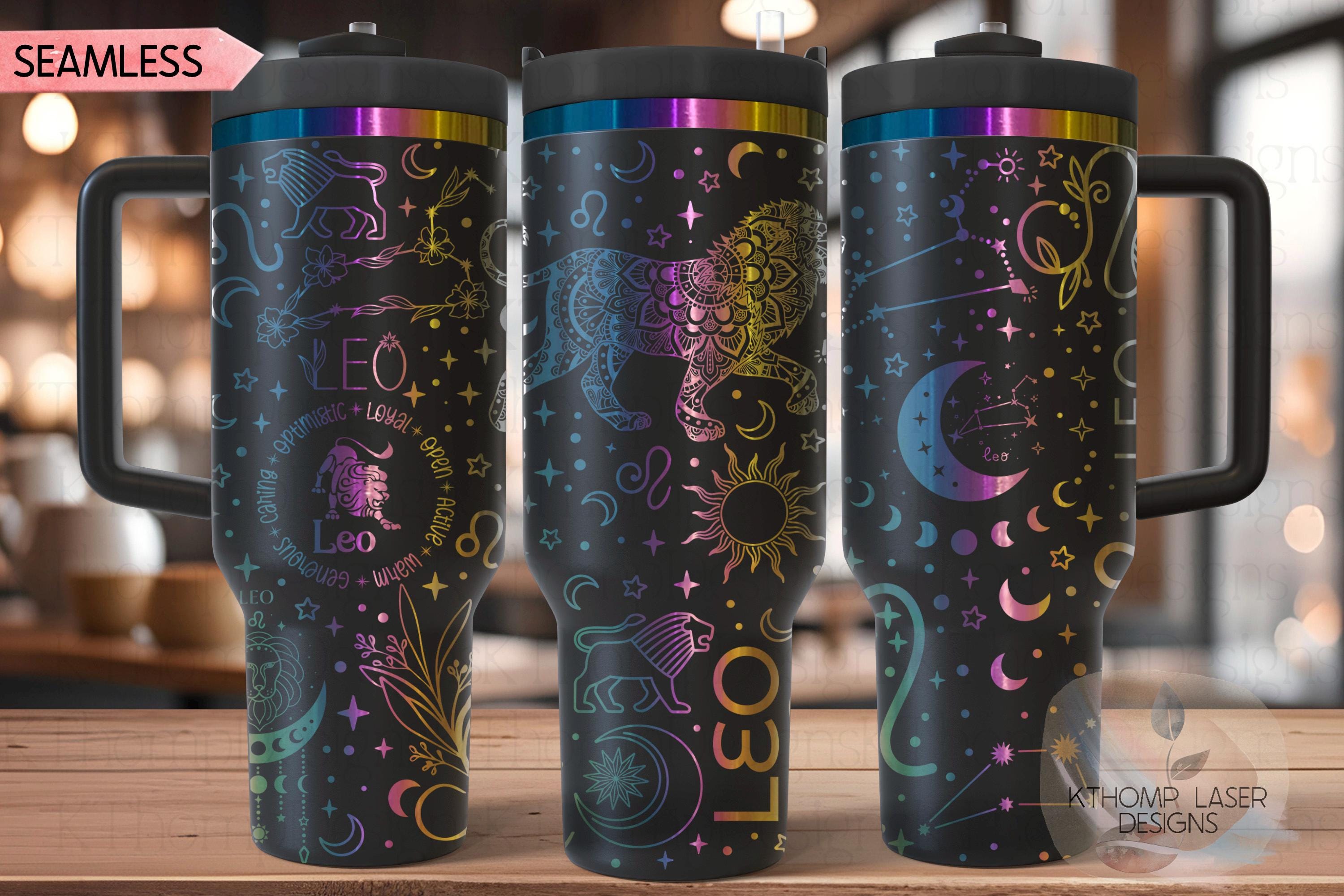 Leo Zodiac Tumbler Wrap SVG for 30oz and 40oz Handled Tumblers – Laser Engraving File