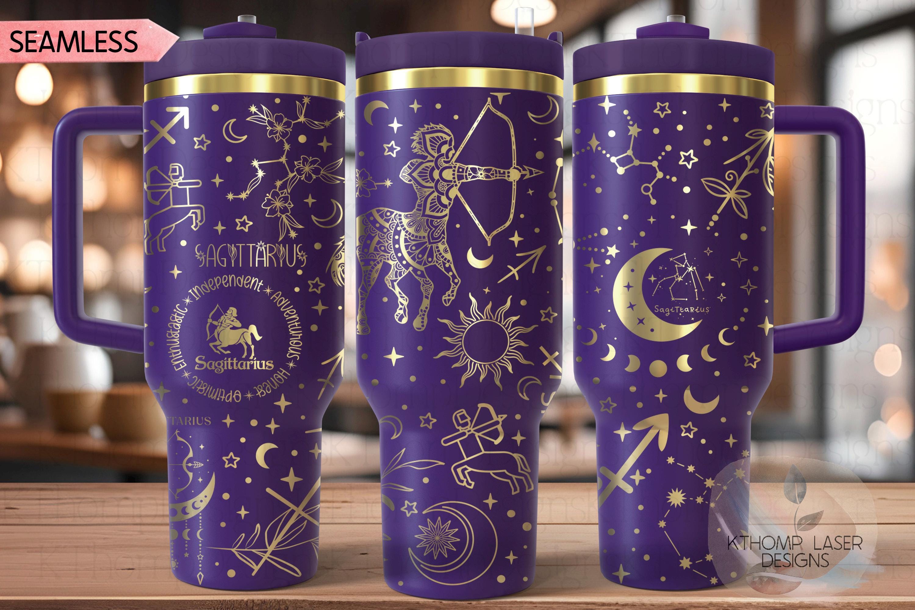 Sagittarius Zodiac Tumbler Wrap SVG for 30oz and 40oz Handled Tumblers – Star Sign Laser Wrap